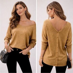 Express gold sparkle button down back sweater ❤️